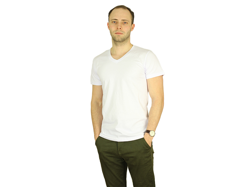 Vyriški marškinėliai (V.kaklu, Balta spalva)