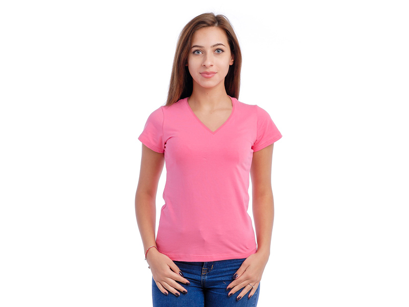 Moteriški marškinėliai  (V.kaklu, Rožinė spalva)